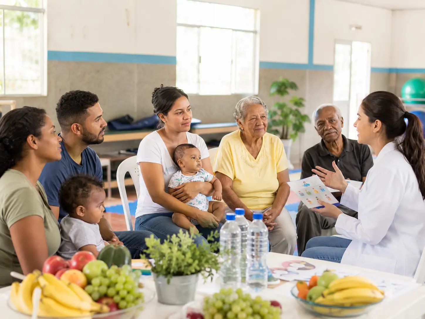 Encontro comunitário reúne diferentes gerações em torno de informação, cuidado e bem-estar.